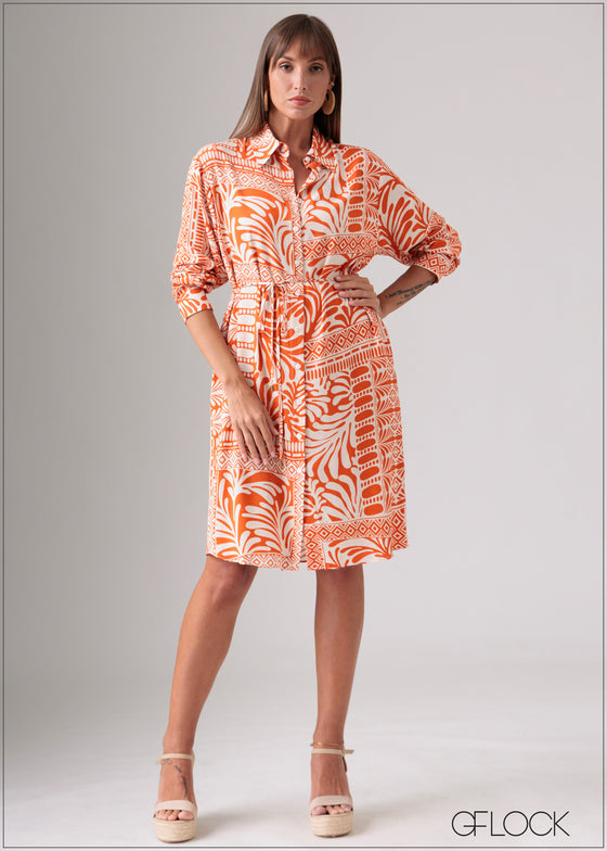 Printed Shirt Dress - 120126
