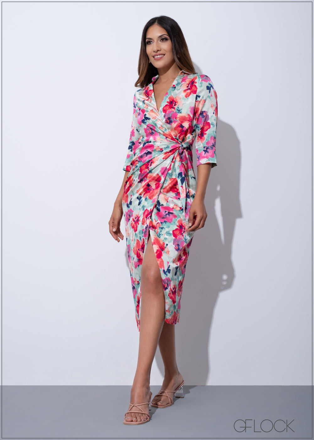 Wrap Tie Up Detail Midi Dress - 120523
