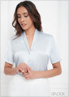 Shawl Collar Short Sleeve Shirt - 150923