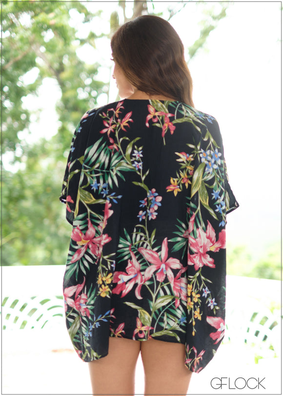 Tropical Print Kimono - 220923