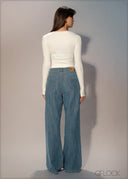 Light Wash Wide Leg Jean - Long Length - 250626