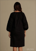 V-Neck Tie Dress - 290526C