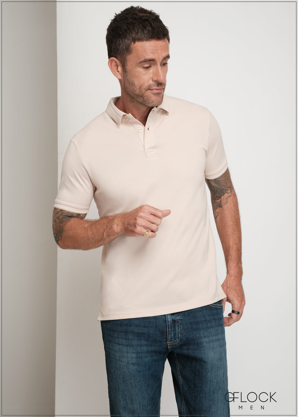 Embossed Collar Polo T-Shirt - 080425