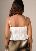 Strappy Embroidered Crop Top - 130326