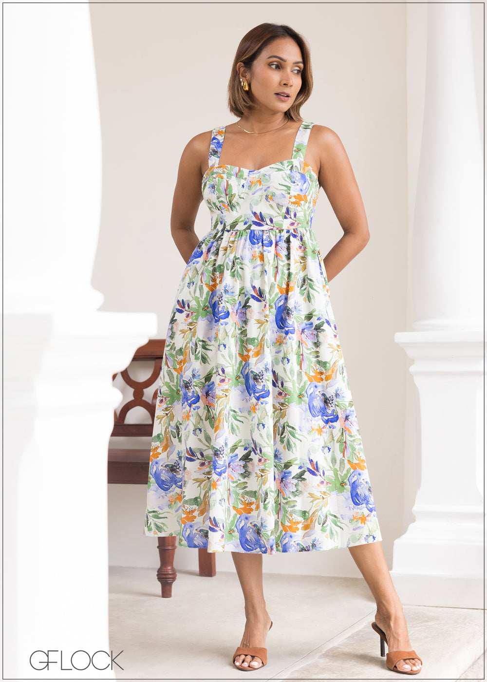 Printed Midi Dress - 230525