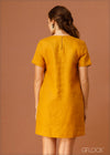 Short Sleeve Linen Shift Dress - 010923
