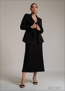 Black and White High waisted Midi Skirt