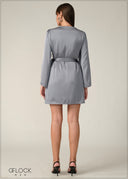 Flare Sleeved Wrap Mini Dress - 090326