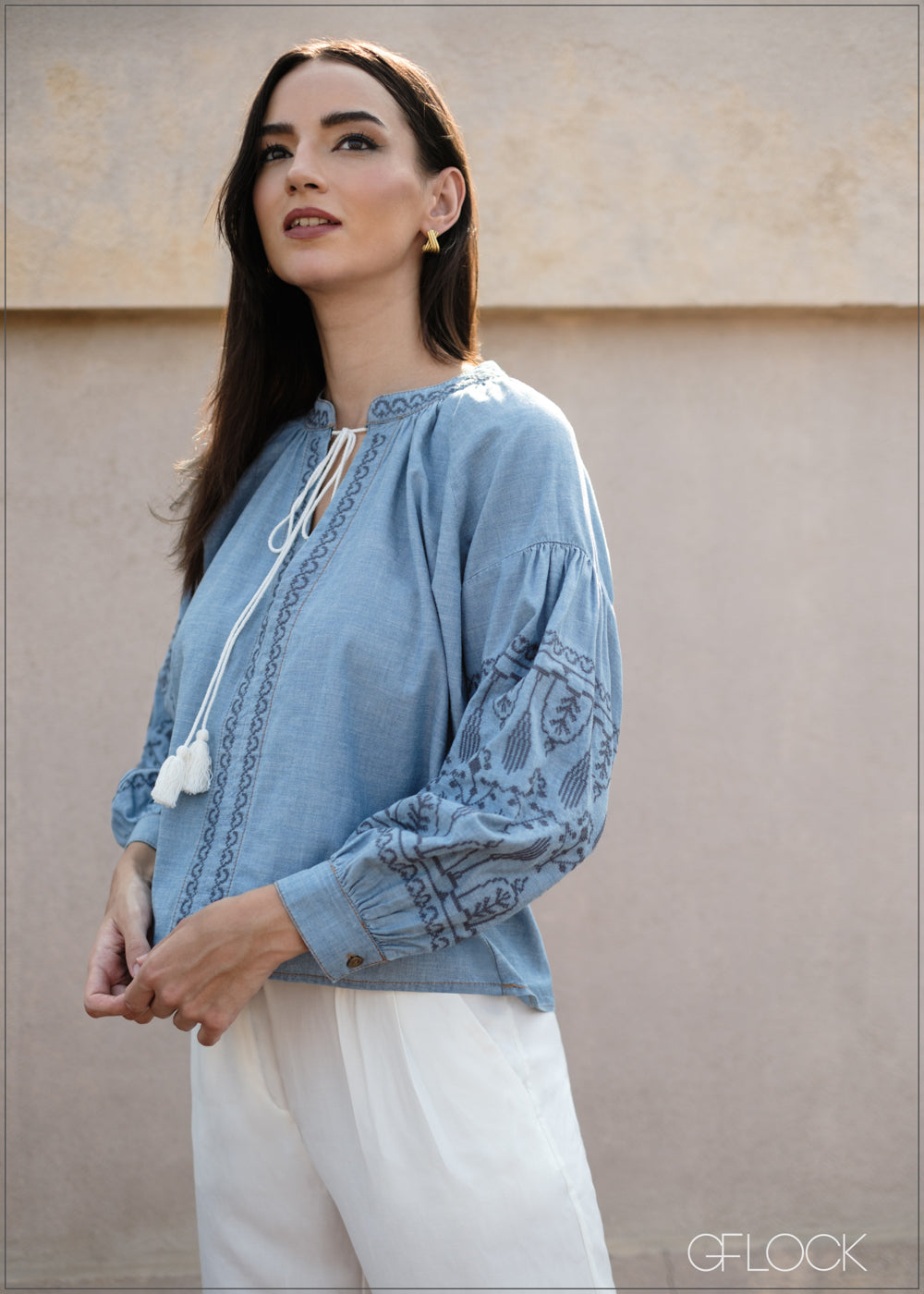 Embroidery Denim Shirt - 090425