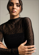 High Neck Long Sleeve Bodysuit - 231026