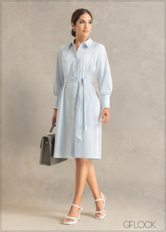 Midi Shirt Dress With Cuff Detail - 241123