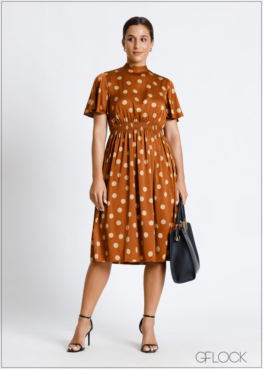 Printed Midi Dress With Butterfly Sleeve - 010724