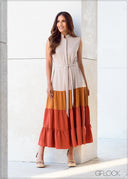Tiered Color Block Dress - 280723