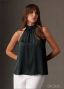 High neck sleeveless satin top