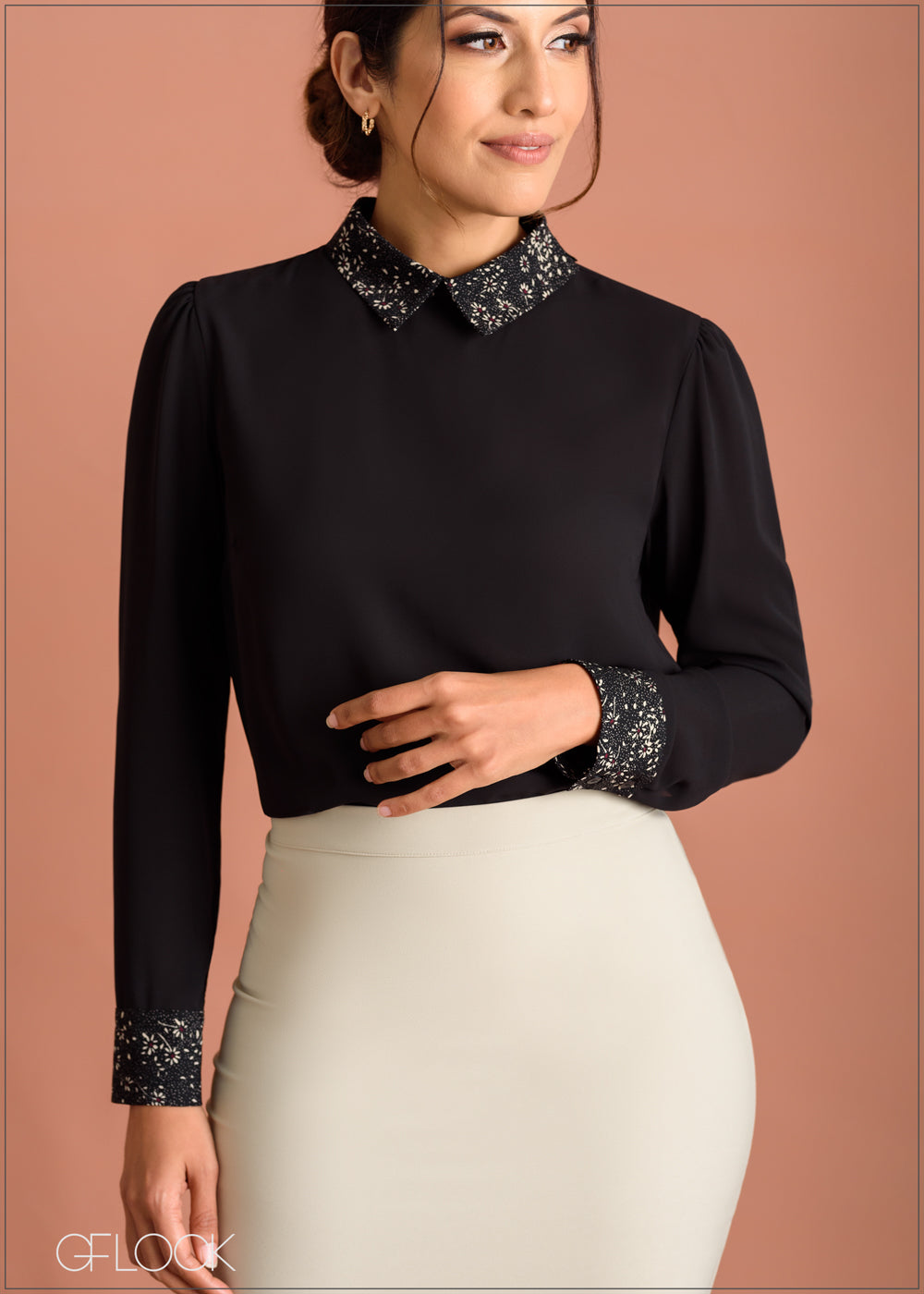 Contrast Collar Blouse - 220523