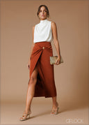 Knot Detail Midi Skirt - 140826