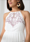 Embroidery Detail Sleeveless Dress - 220124