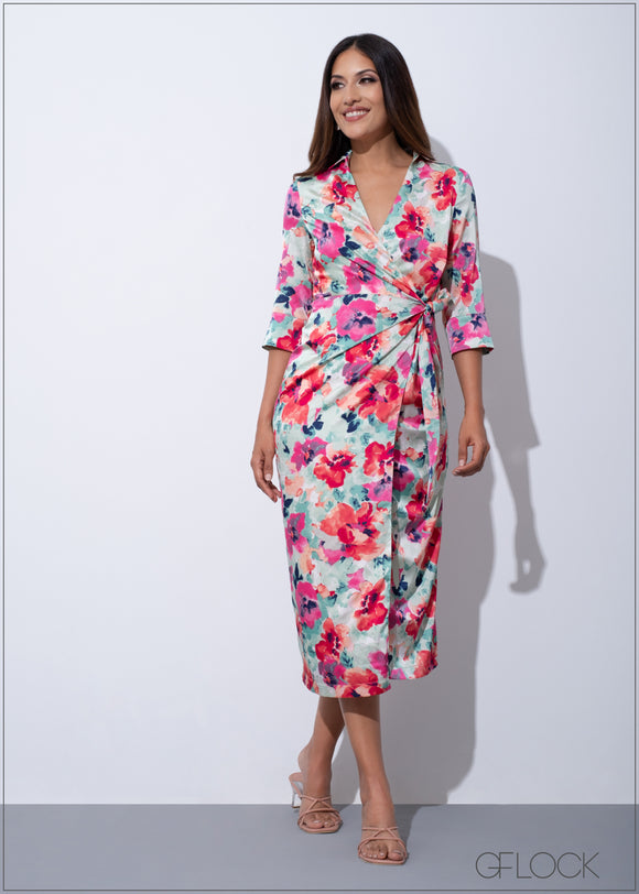 Wrap Tie Up Detail Midi Dress - 120523