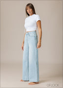 Light Wash Wide Leg Jean - Short Length - 210326D