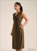 V-Neck Two Tone Dress - 261026