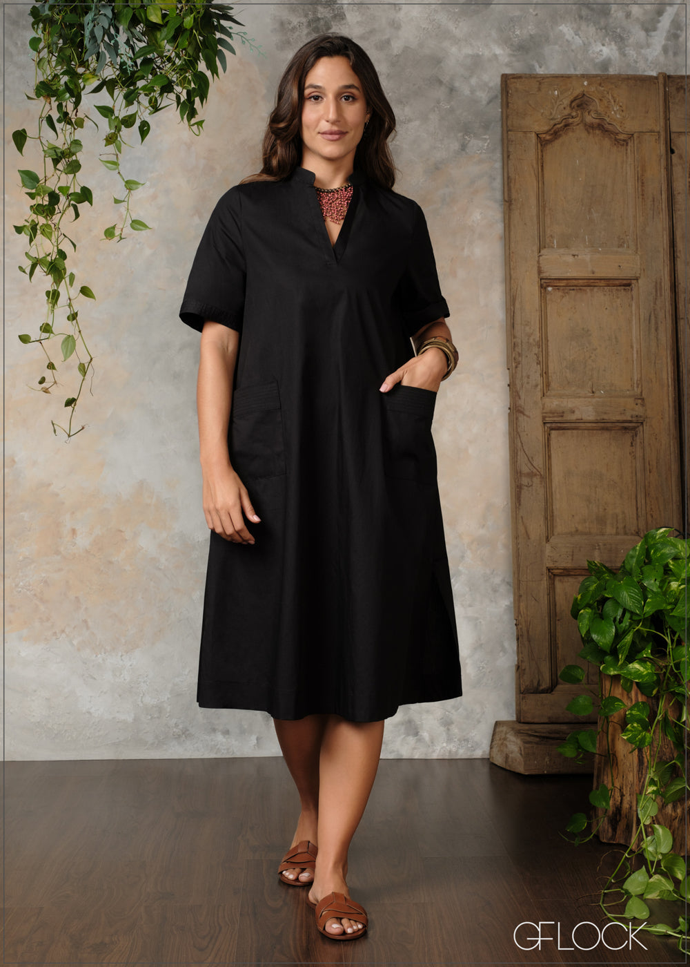 Tunic Collared Midi Dress - 230824