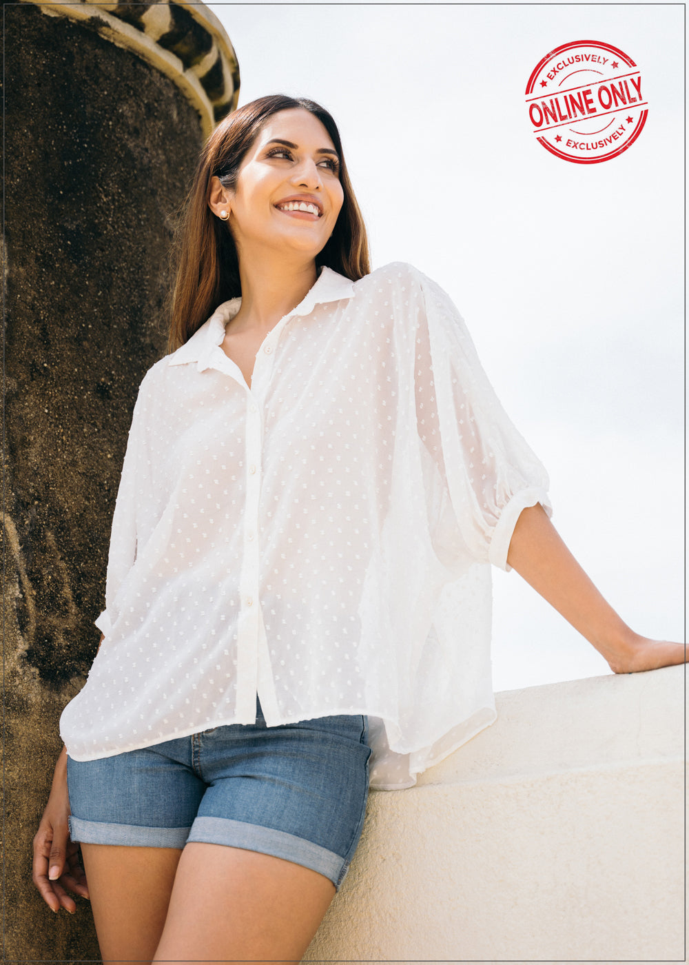Extended Sleeve Swiss Dot Shirt - 120523