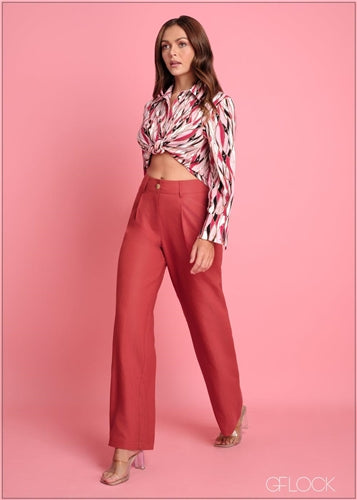 Pleat Detail Wide Leg Pant - 050224