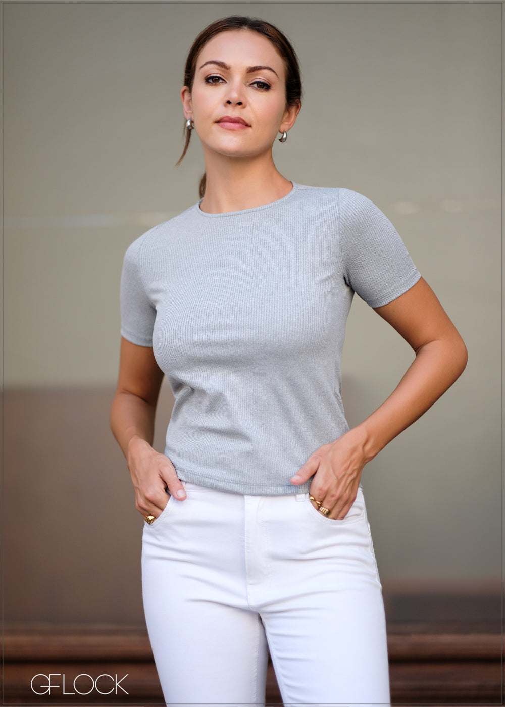 Short Sleeve Ribbed T-Shirt - 010124