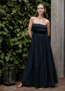 Gathered Bodice Full-Length Strapless Dress - 020224