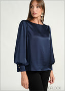 Bishop Sleeved Satin Top - 160226