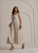 Square Neck Flared Dress - 271025