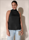 High Neck Sleeveless Pleated Top - 110125