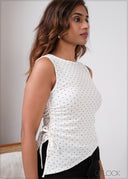 Side Ruched Polka Dot Top - 280826