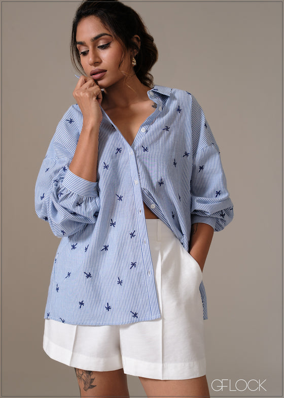 Embroidered Striped Top - 111225