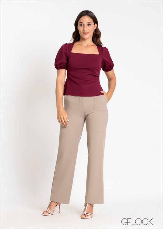 Straight Leg Pant With Seam - 041124