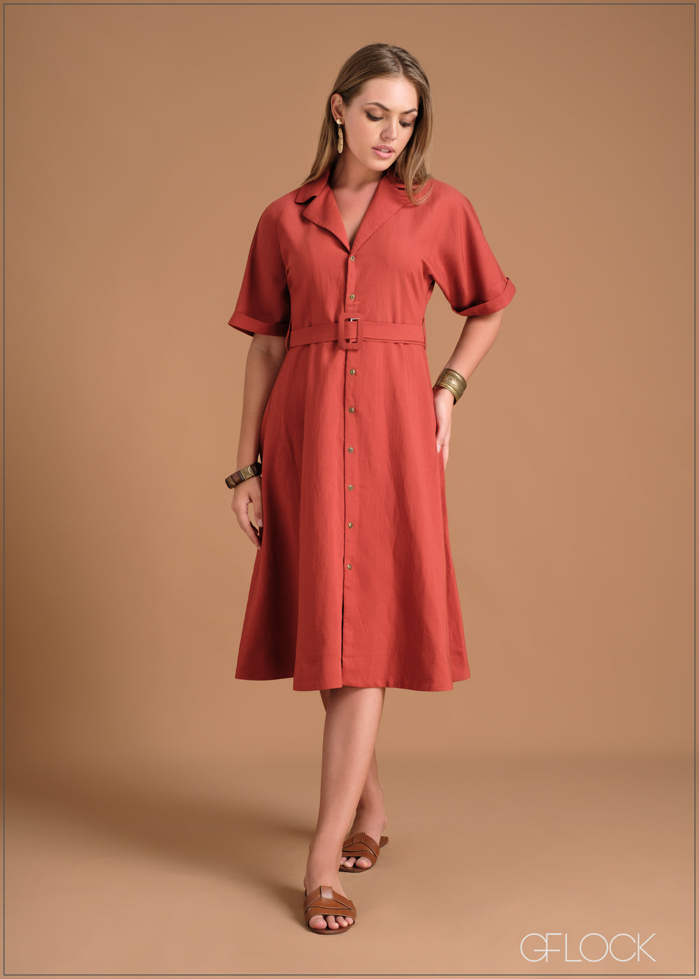 Cuban Collar Shirt Dress - 220324