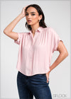 Short Sleeve Button-Up Top - 240325