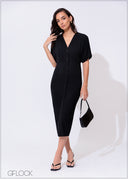 Pleat Detail Midi Dress - 300425