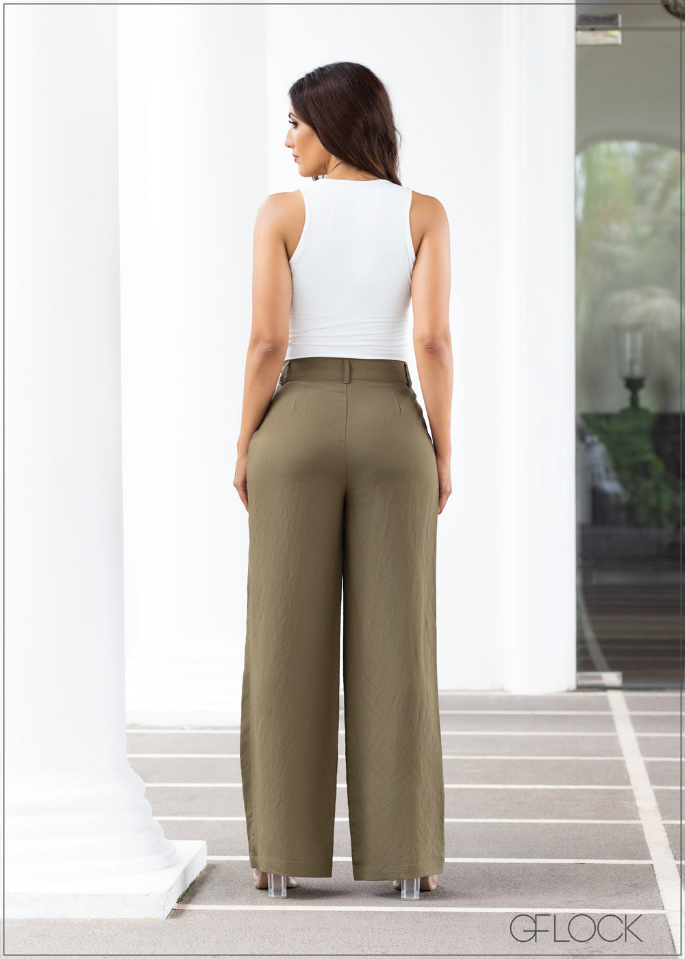 Wide trousers with godet pleat in Mikado fabric | EMPORIO ARMANI Woman