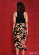 High Waisted Ruched Tie-Up Skirt - 090224