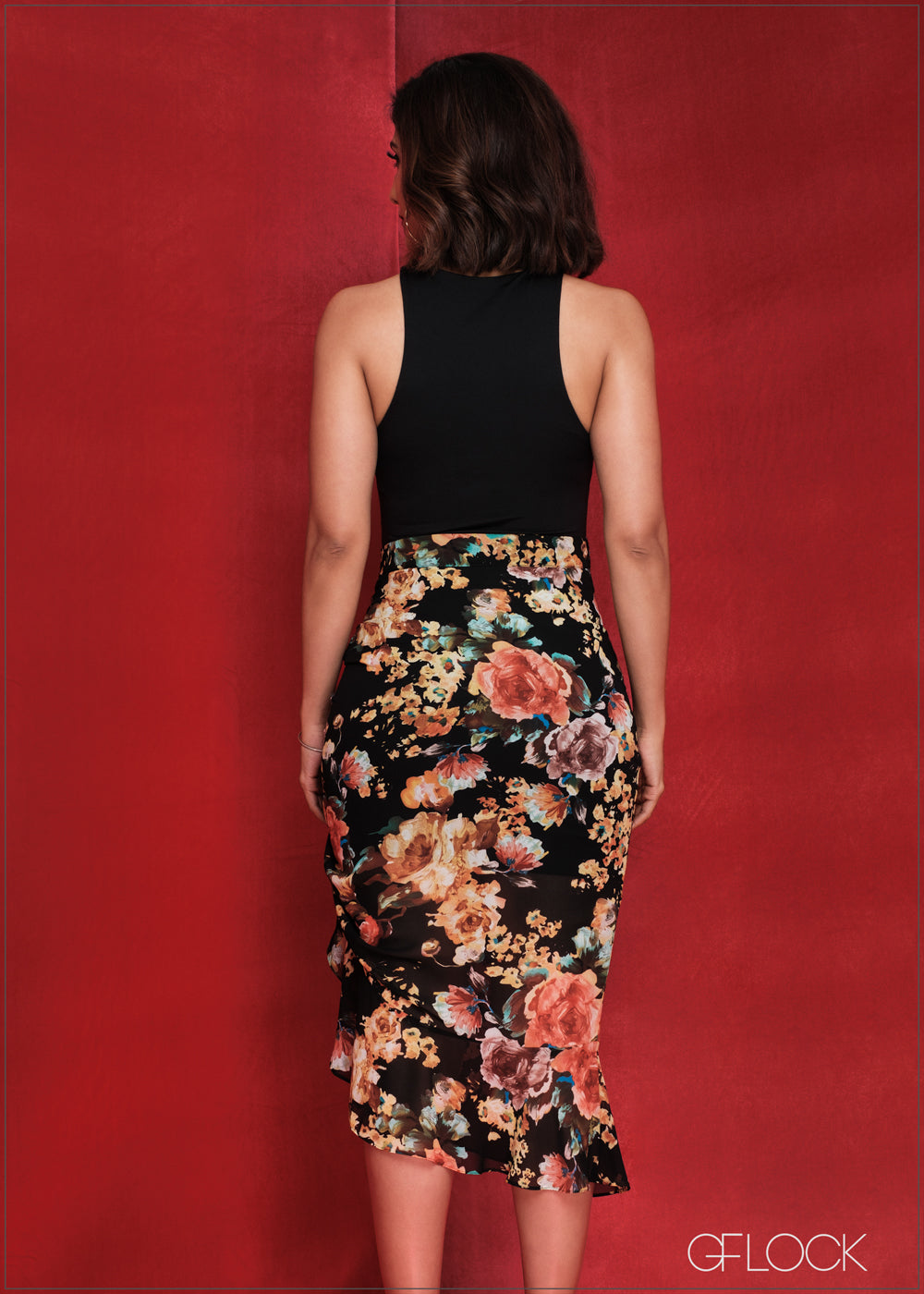 High Waisted Ruched Tie-Up Skirt - 090224