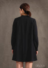 Dress With High Neck Collar And Puff Sleeves - 260124