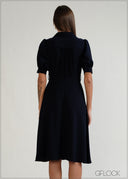 Collared Belt Detailed Midi Dress - 070926
