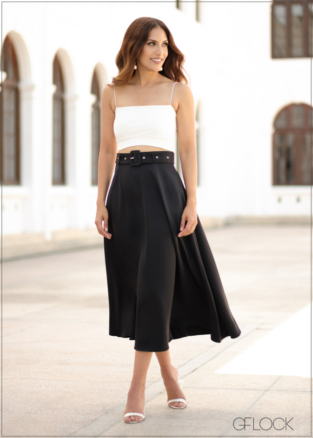 High waisted hotsell white skirt outfit