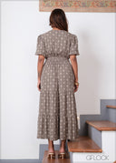 V-Neck Printed Dress - 280826