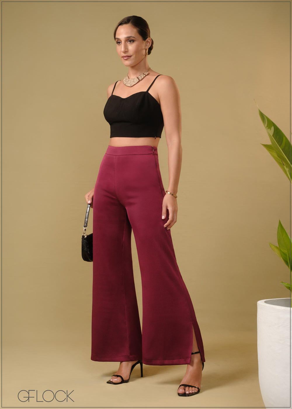Herlipto♡Pintuck Bit Pants High Waist Tuck Trousers