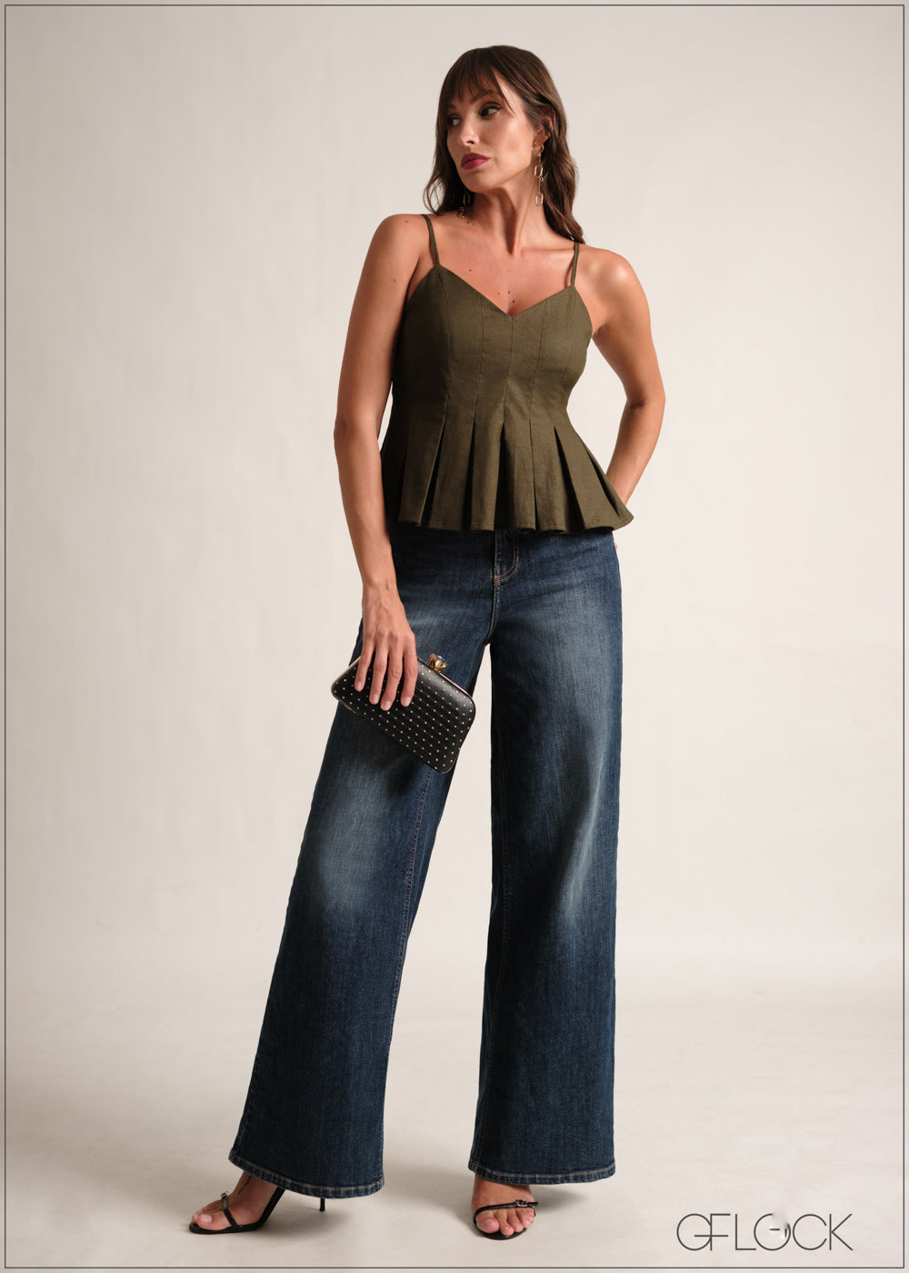 Box Pleat Detailed Strappy Top - 190126