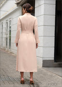 High Neck Front Waist Tie Dress - 140723