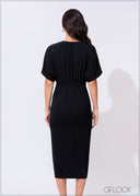 Pleat Detail Midi Dress - 300425