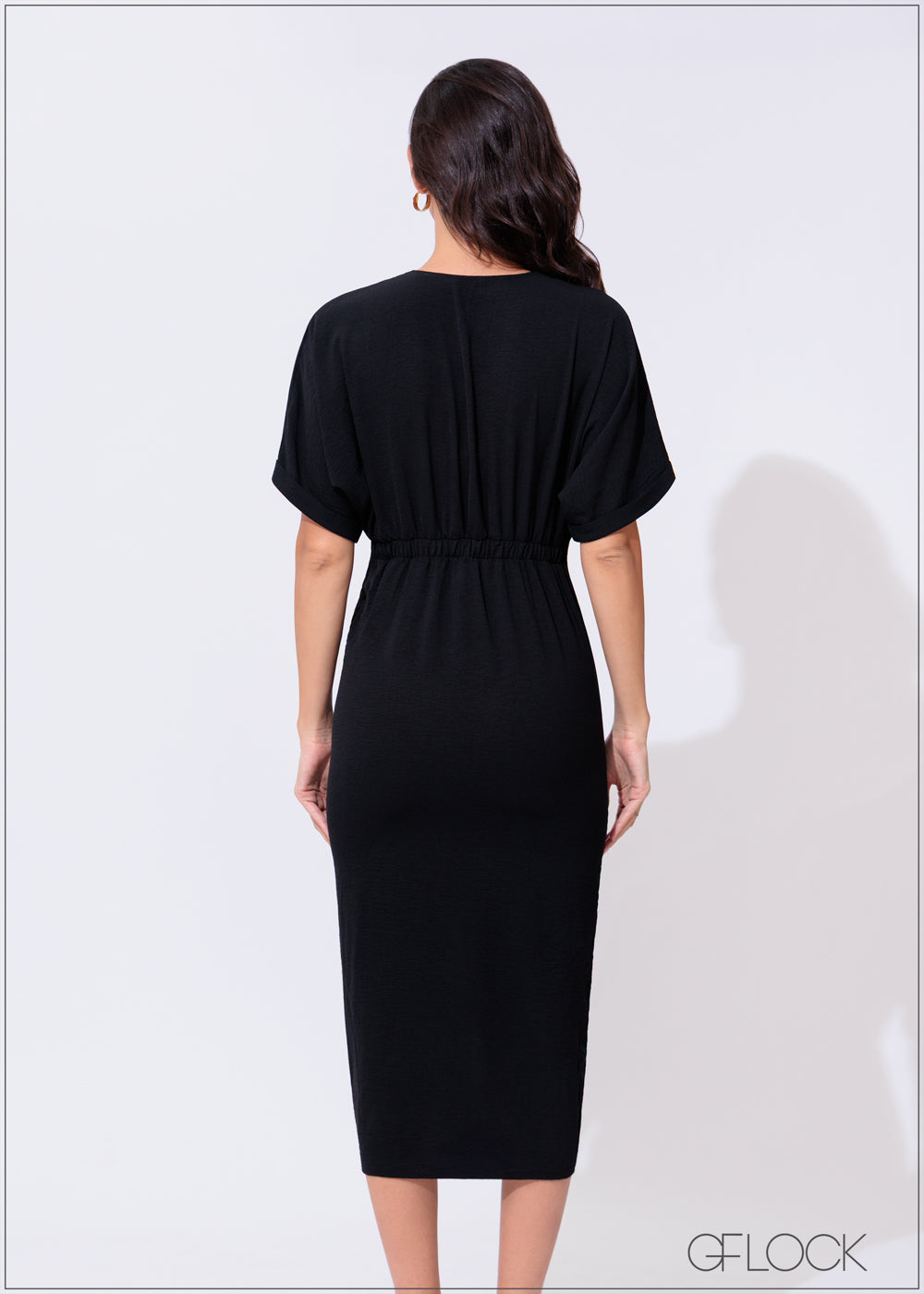 Pleat Detail Midi Dress - 300425